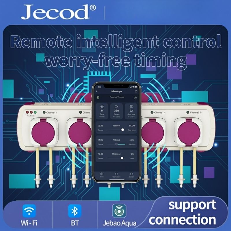 Marine Aquarium Wave Maker - スマートドージングポンプ WiFi Bluetooth APP制御、Jebaoアクアドーザー自動蠕動ポンプ（水槽、リーフ、サンゴ、植物タンク用）、精密