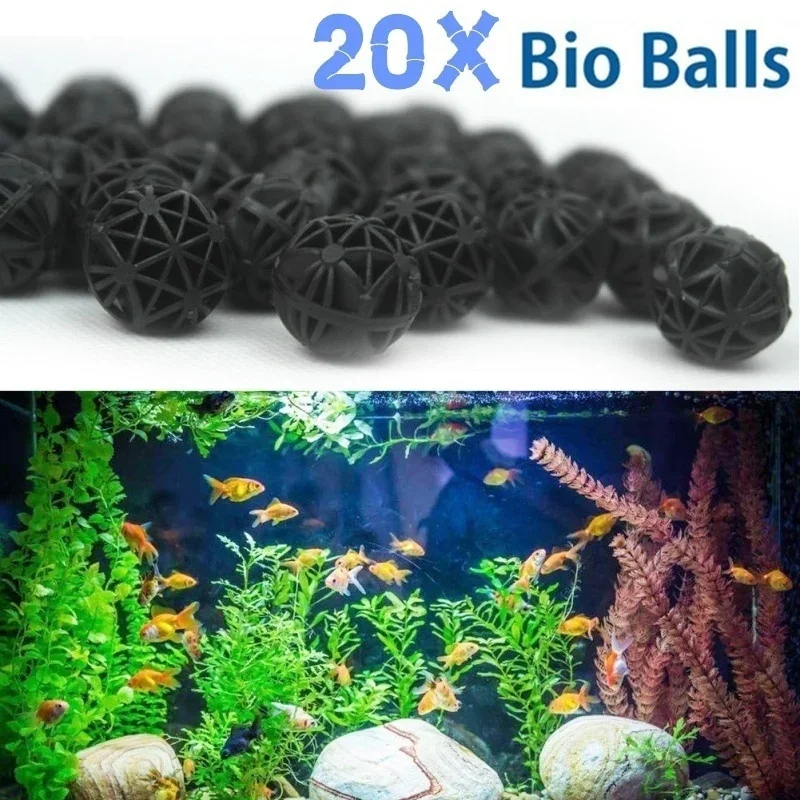 Marine Aquarium Filter Media - 20 個 16 ミリメートル水族館バイオボールフィルターメディア海洋淡水魚タンク池生化学浄水濾過アクセサリー